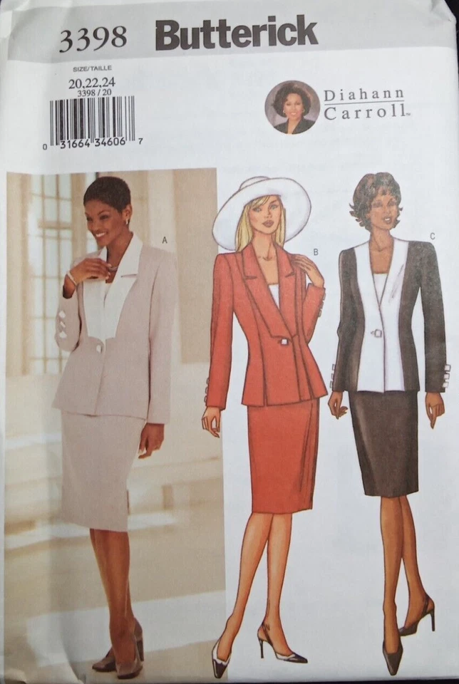 BUTTERICK UNCUT Diahann Carroll Pattern 3398 Misses Sz 20 22 24 Jacket Top Skirt - Image 2 of 4