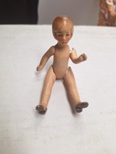 Antique Jointed German Bisque 3.5" Dollhouse Miniature Doll D