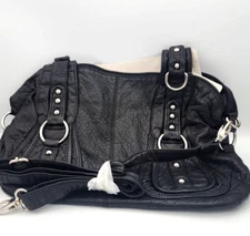  Large Black Crossbody Purse with Silver studs