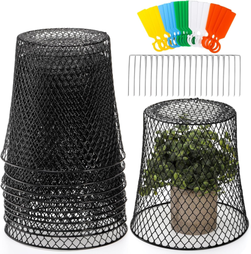 10 Pieces Chicken Wire Plant Covers, Garden Cloche with 30 Garden Stakes and 20