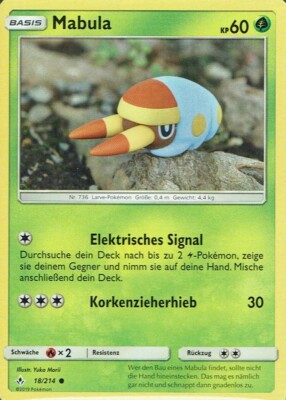   Pokemon Card SM10 Base Mabula 18/214 Forces In Harmony German