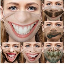 Funny Mask 3D Printing face Mask Washable Halloween Party mask