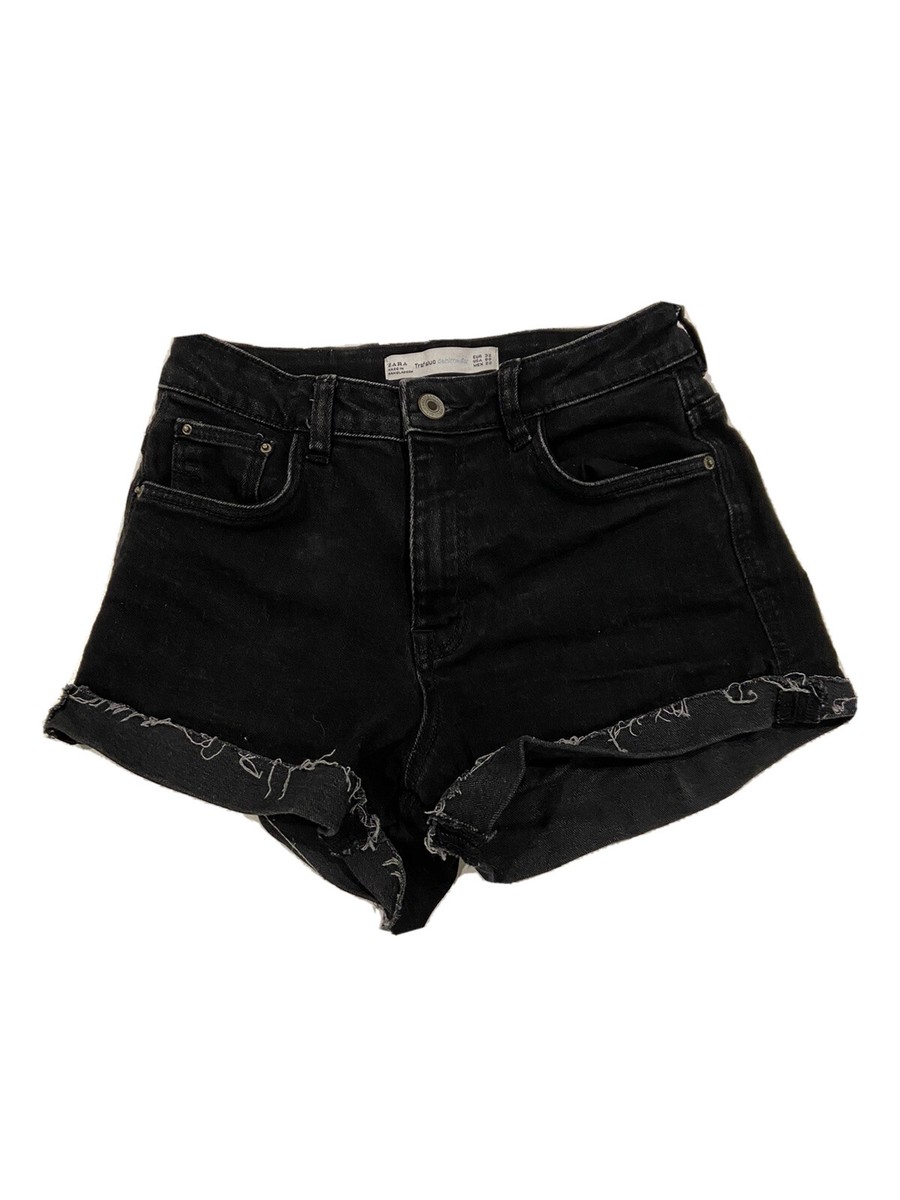 Zara Trafaluc Denim Jean Shorts Womens Size 00 22” Waist Black EUC