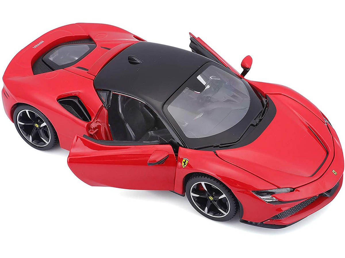 Ferrari SF90 Stradale Red with Black Top 1/24 Diecast Model Car by