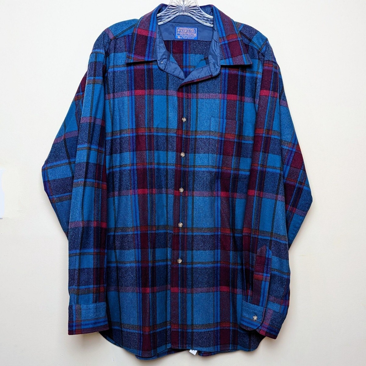 Vintage Pendleton Flannel Pure Wool 70s 80s Teal Excellent Vintage Pendleton Flannel Pure Wool 70s 80s Teal Excellent