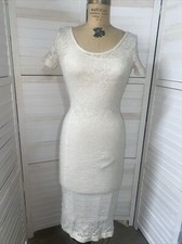 VTG 90s Y2K Express Tricot Pencil Maxi Cotton Blend Lace Dress Lined Medium USA