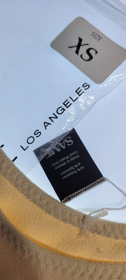 MISMO Los Angeles Bottom Nadar Mujer Tiro Alto Sólido Talla XS Imitación Gamuza Beige Foto 2 de 4