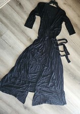 Women size Small black long stretchy slit maxi wrap belted dress or costume soft