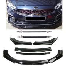 For Kia Forte Gloss Black Front Bumper Lip Splitter Spoiler Strut Rods Body Kit