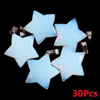 30Pcs 25x25x8mm Wholesale White Opal Star for Necklace Pendant Reiki Bead HT154