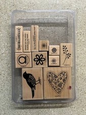Stampin Up Always Wood Mount Stamp Set of 11 Used