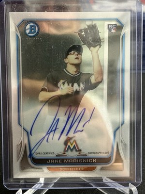 2014 Bowman Rookie Chrome Refractor On Card Auto #BCAR-JM Jake Marisnick