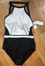 New With Tags Jantzen Bathing Suit Black White Sz: 12 Tag: 104