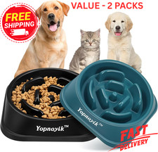 2 Pack Slow Feeder Dog Cat Bowl Anti-Choking Puzzle Food Bowl Slow Eating, Bloat