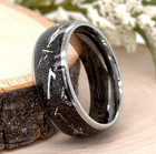 8mm Silver Tungsten Christmas Gifts Ring Black Stardust Inlay scratch-Free Band — photo 1