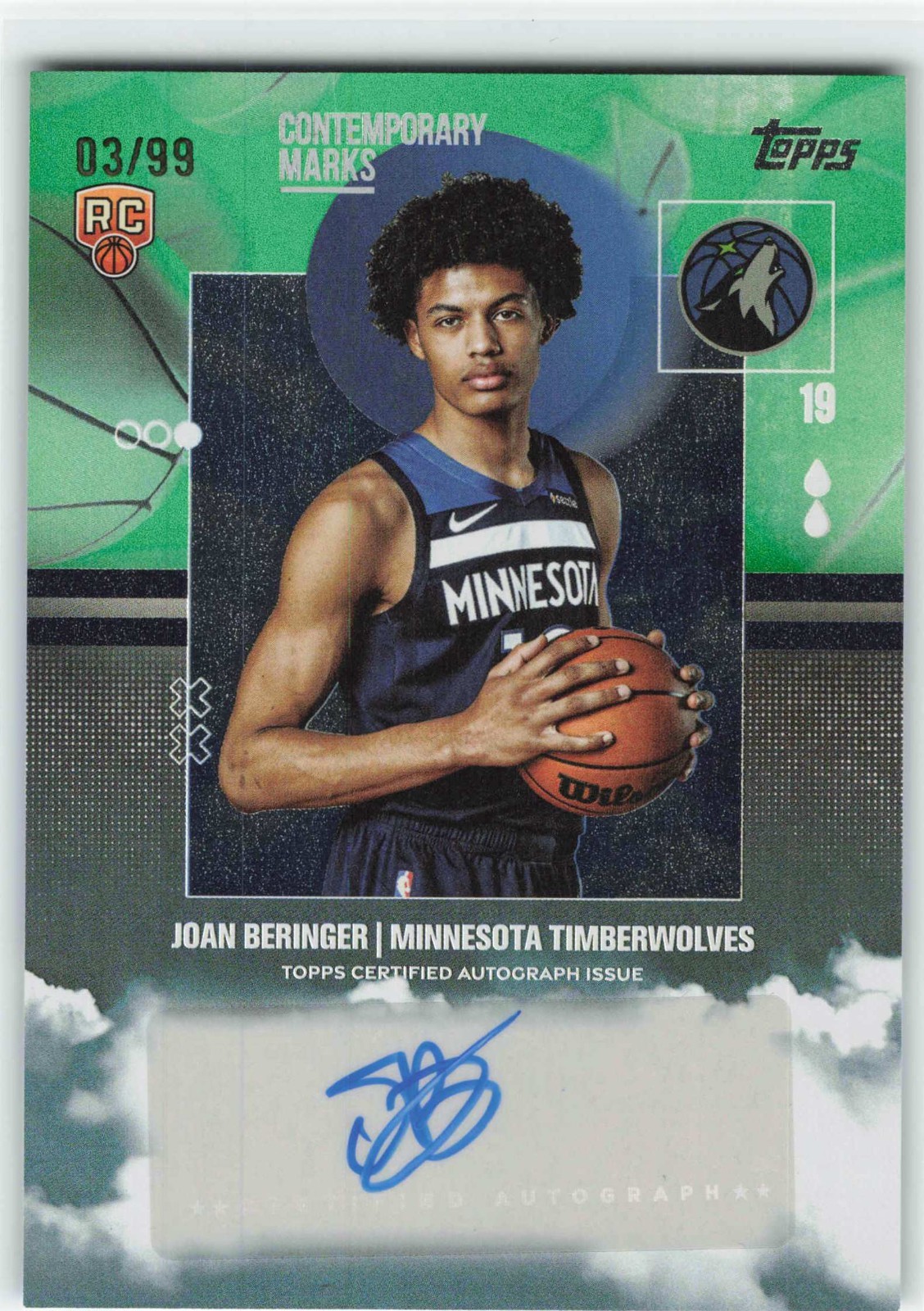 2025-26 Topps Contemporary Marks Joan Beringer RC AUTO #CM-JB GREEN /99