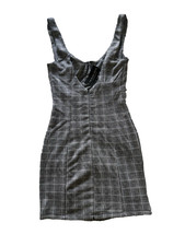 Fashion Nova Plaid Sheath Dress Black White Sleeveless V-Neck Size M