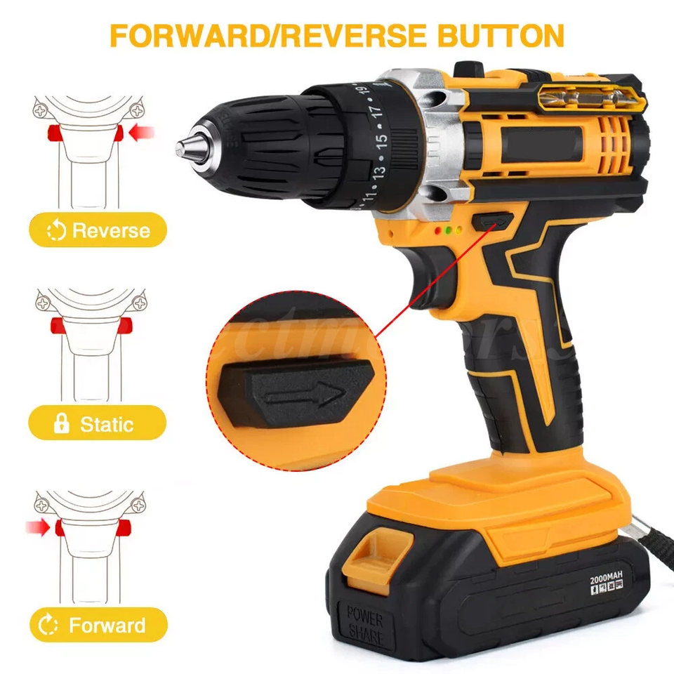 Cordless Brushless Impact Driver Hammer Drill Combo Kit with 2 Battery ...