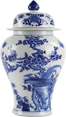 fanquare Jingdezhen klassische blau-weiße Ingwerglasvase, Pflaumenblüte Keramik