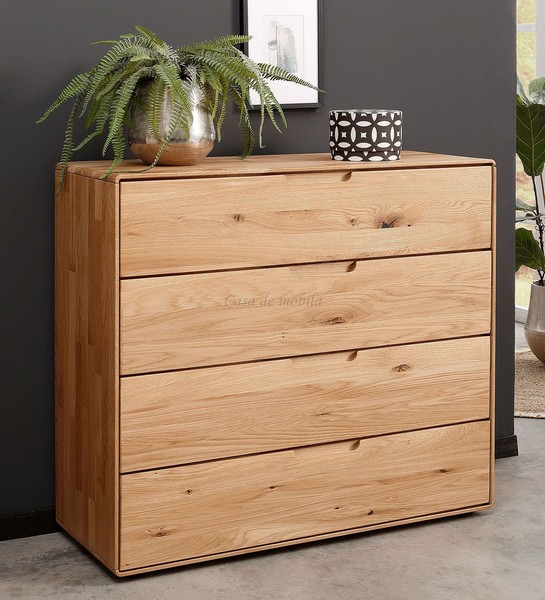 Kommode Mit 4 Schubladen Breit Gose 100X91X40Cm Wildeiche Massiv GeöLt Schrank-image