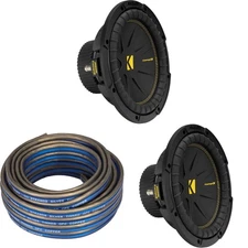 Kicker (2) 50CWCS104 CompC 10" Subwoofer, Single 4-Ohm with Speaker Wire Bundle