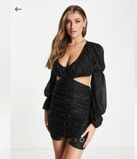 ASOS Women's Sparkling Black Cut-Out Mini Dress Size 12