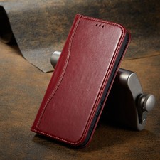 Genuine Leather Case Wallet Magnetic Flip Cover For iPhone 17 16 15 14 Pro Max