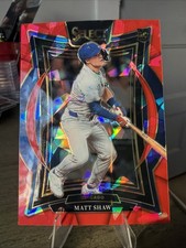 2025 Panini Select - Concourse Matt Shaw #34 Red Cracked Ice Prizm /299 (RC)