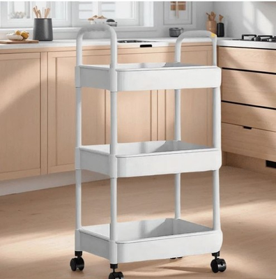 #ad 3 Tier Small Rolling Storage Cart Multi Purpose Utility Organizer White PVC $17.88