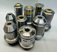 Lot Of 9 Good Microscope Objective Lens Leitz AO Spencer Bausch & Lomb