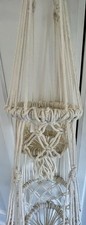 41" Vintage Macrame Plant Hanger - 2 Tier Double Hanging Planter - Boho Cream