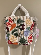 NEW Handcrafted In India "Vegetable" Beaded Handbag NWT 9X7X3 multicolor