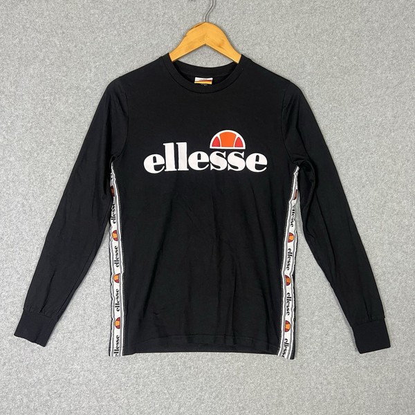 Ellesse Grazie Long Sleeve T Shirt Top Womens 8 Logo Tape Pullover Cotton