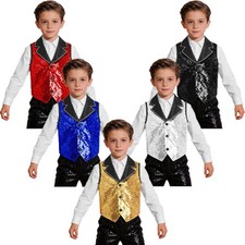 Kids Boys Girls Tops Stage Jacket Theme Party Vest Fashions Sparkling Hip Hop