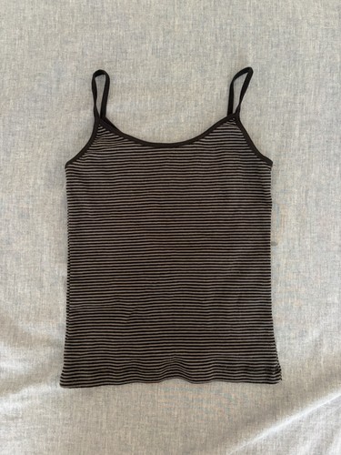 Brandy Melville Women’s Gray/Black Striped Tank Top Cotton