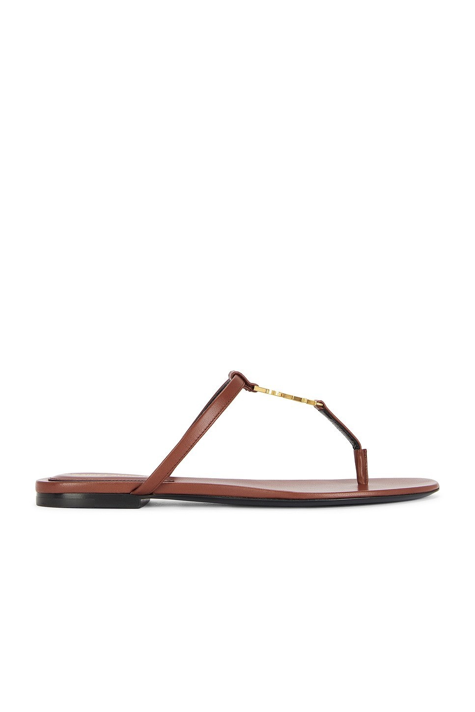 SAINT LAURENT Cassandra Aestethic Brown Flat Sandals New & Authentic