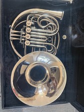 Silver DOUBLE FRENCH HORN, WITH CASE AND MOUTHPIECE