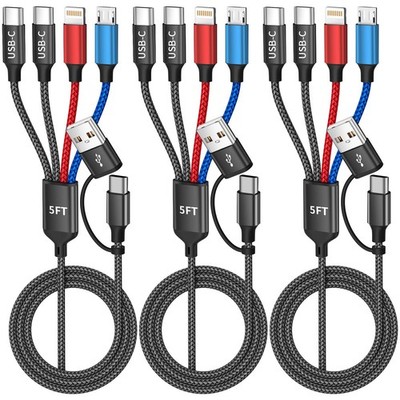 Travel 4 in 2 Charging Cable with Dual Type-C Port, USBA/C Multi Charging Cab...