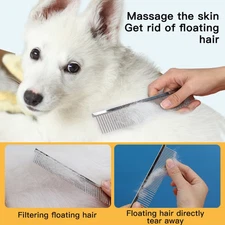 Metal Dog Comb 2 Pack for Grooming, Pet Comb with Rounded Ends Stainless Steel ]