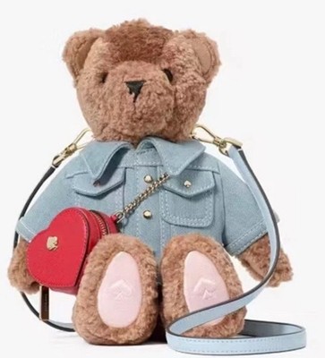 NWT Kate Spade NY Katey Denim Bear 3D Novelty Crossbody Bag Bear w/ Heart Purse