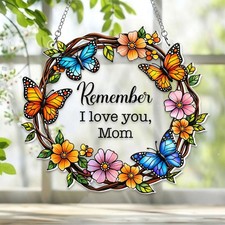 Personalized I Love You Mom Butterfly Suncatcher Floral Gift Decor Mom Love