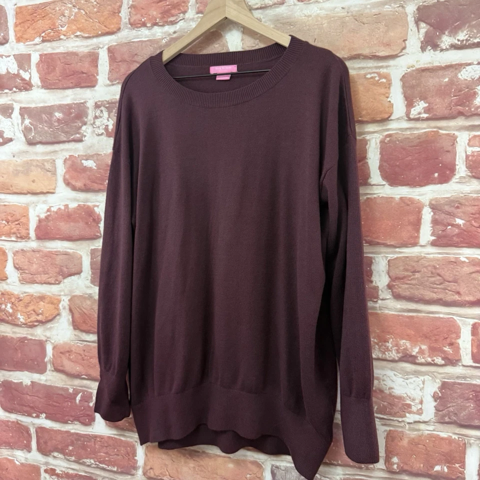 Isaac Mizrahi Sweater Womens. XXL Maroon Brown Casual Popover Tunic Knit - Image 3 of 4