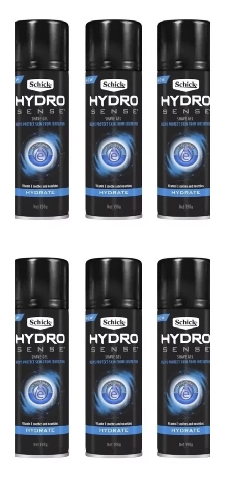 6 X Schick Hydro Sense Shave Gel 198g Hair Shaving Gel Hydrate Vitamin E - image 3 of 4
