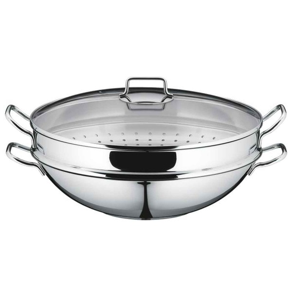 Wmf Macao Wok 36 Cm Induktion Wok-Pfanne Mit Glasdeckel DäMpfereinsatz-image