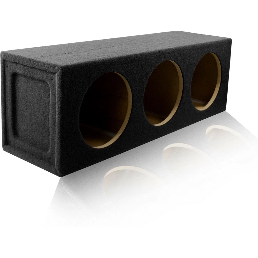 Caja de gabinete de subwoofer de MDF sellada de 2,00 pies³ para (3) subwoofers de audio para automóvil de 10" Foto 2 de 4