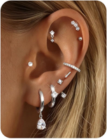 9 Paar Ohrringe Gold Silber Set Hypoallergen 14K Vergoldet Damen