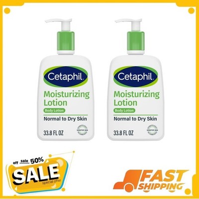 2 Pack Cetaphil Hydrating Moisturizing Lotion for Normal to Dry Skin, 33.8 Fl Oz