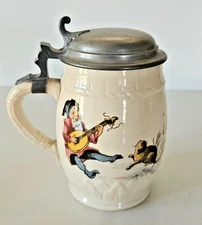 Vintage Villeroy & Boch German Beer Stein with Pewter lid 1/2L