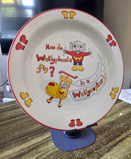 Ceramic Round Decorative Plate "How do Wellyphants fly?" Elephant, White