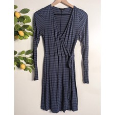 Express Black and Blue Striped Wrap/Tie Dress Sz XS